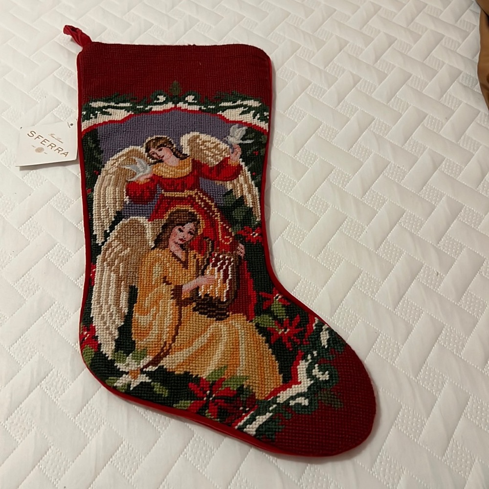 SFerra Italy Handstiched Needlepoint Christmas Stocking